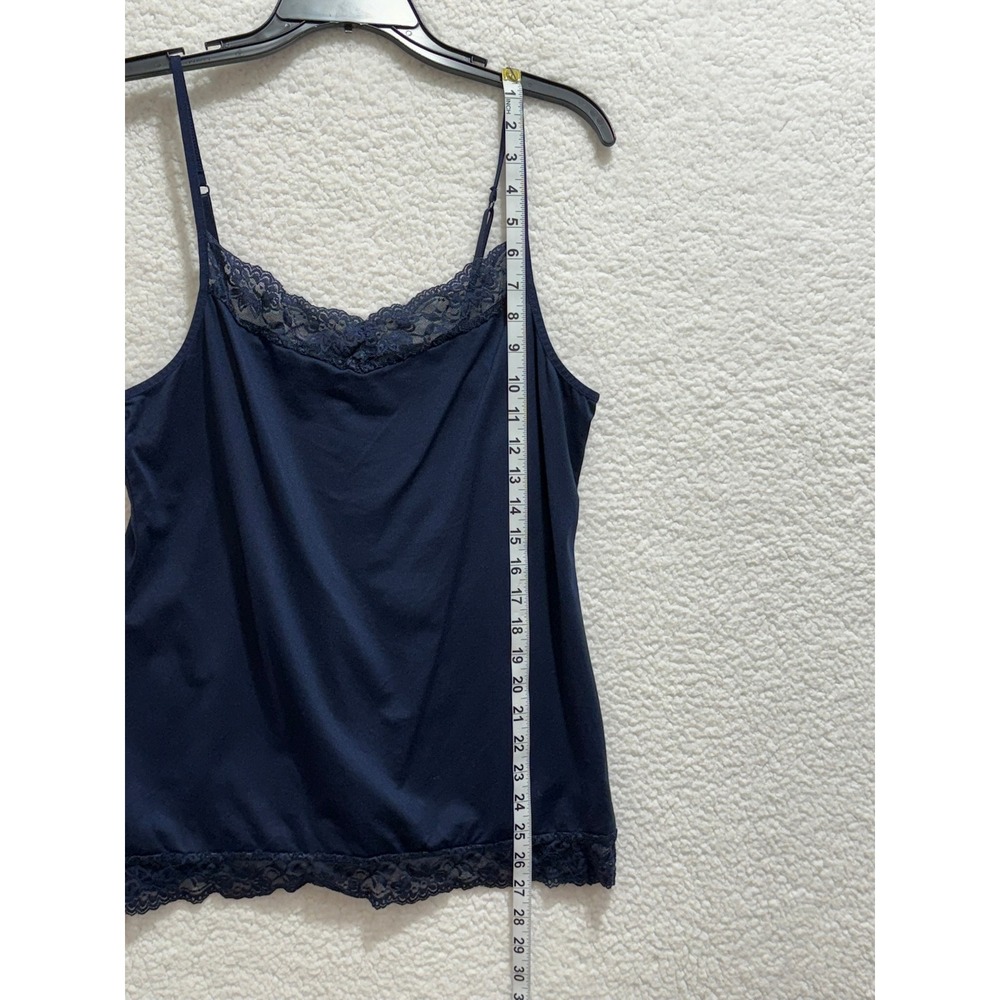 APT Essentials Navy Blue Lace Trim Spaghetti Strap Cami Tank Top‎ XL - Picture 7 of 7